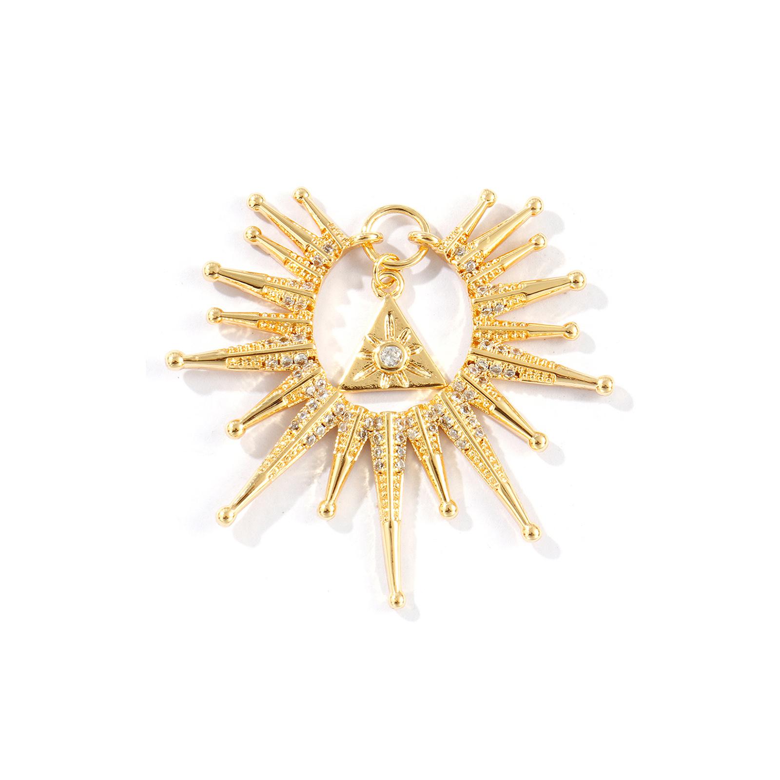 

1 Piece Brass Galaxy Charms 18K Gold Plated Sun Micro Pave Clear Cubic Zirconia Pendants For DIY Necklace Jewelry Making