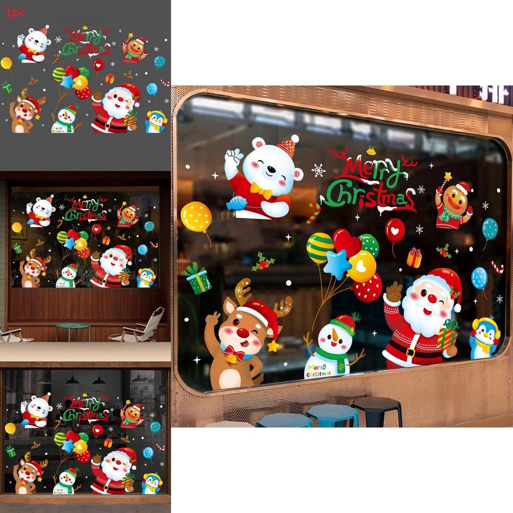 Pegatinas Estáticas Navideñas Con Diseño de Papá Noel Renos Muñeco de Nieve Para Puertas Y Ventanas
