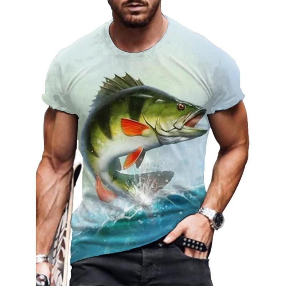 Summer Men's Fun Animal Print Oversized Loose Casual T-shirt Fashionable Comfortable Soft Breathable Short Sleeved T-shirt
