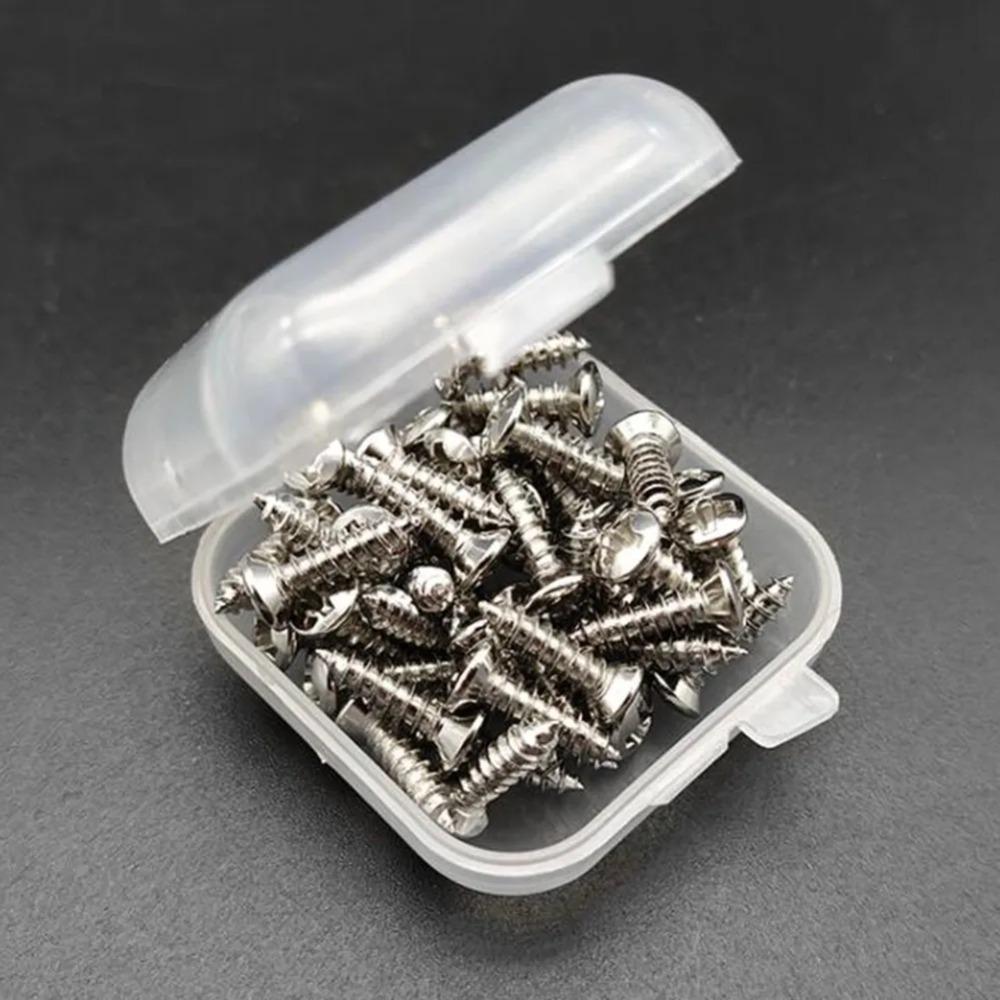 

50pcs/set Durable Metal Electric Guitar Pickguard Screws Fasteners Cross Slot Self Tapping Screws 3*12mm with box Fixed Screw