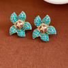 Zinc Zinc Alloy Flower Earrings Peacock Blue Medieval Resin Earrings Irregular-shaped Ear Stud  Party Jewelry