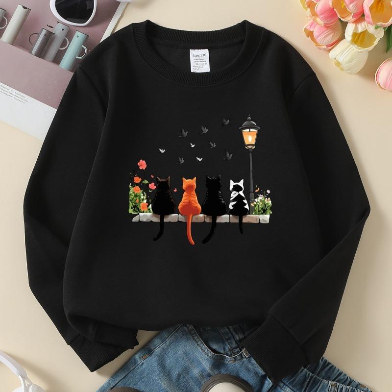 Kids Crewneck Long Sleeve Sweatshirt,Cartoon Animal Print 110