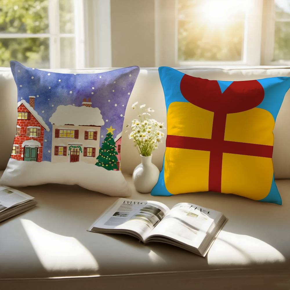 Christmas Pillow Case Sofa and Living Room Decorative Cushion Covers Dust-proof and Mite-proof Invisible Zipper