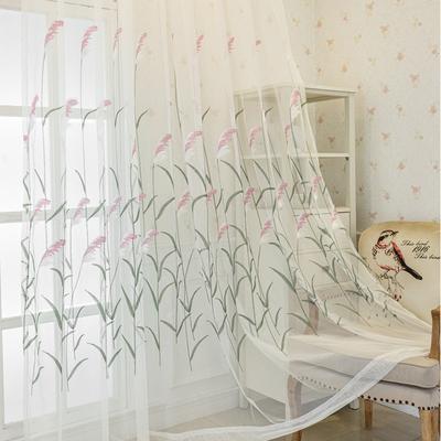 White Sheer Wheat Leaf Pattern Light-Filtering Privacy Curtains,Suitable for Hotels, Offices, Schools, Country Churches, Living Rooms, Bedrooms