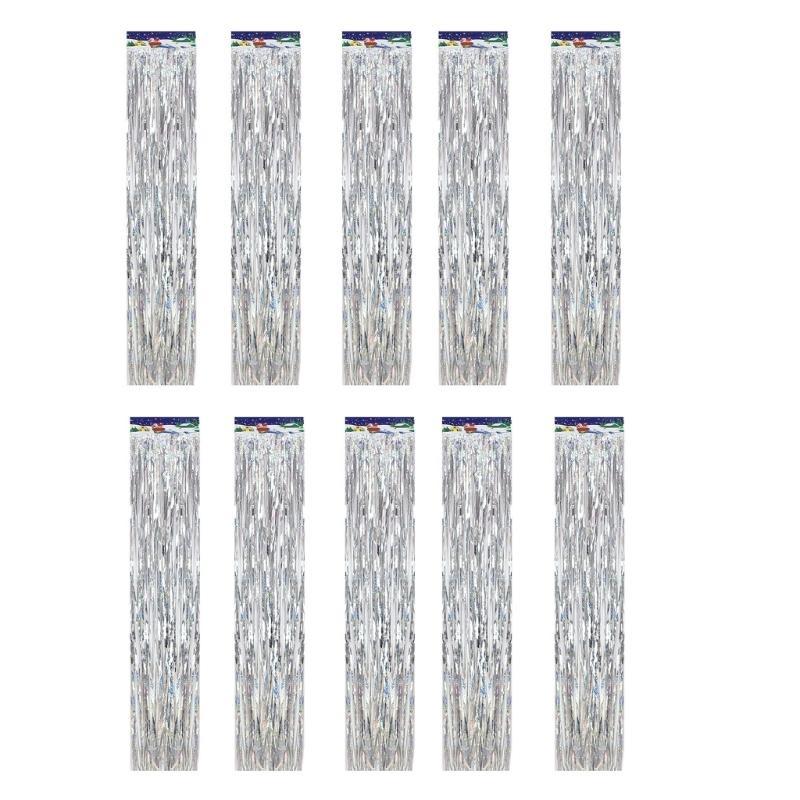  User Friendly PET Shimmering Tinsels Fringes Trim Pack of 10 Christmas Holiday Decors for Indoor DIY Crafting