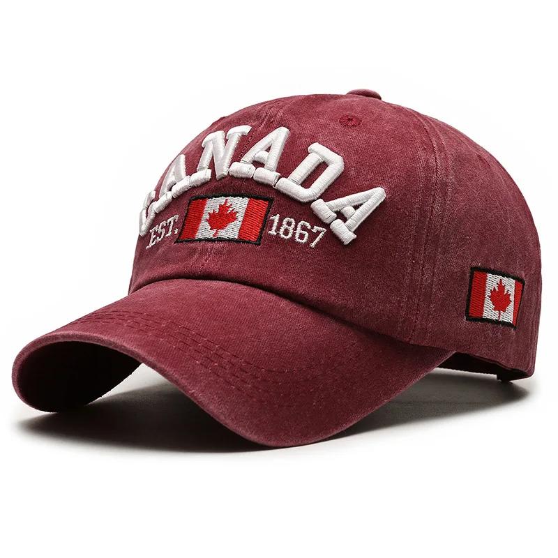 Unisex Washed Cotton Vintage Cap High Quality CANADA Letter Embroidery Baseball Cap Men And Women Outdoor Sports Hats
