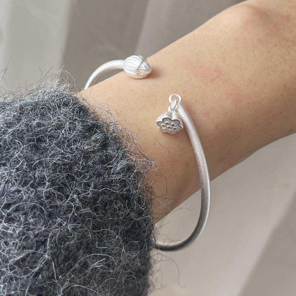 100% Solid 925 Sterling Silver Metal Bracelet for Women Men Shinning Handmade Simple Narrow Flower Bracelets For Birthday Gift