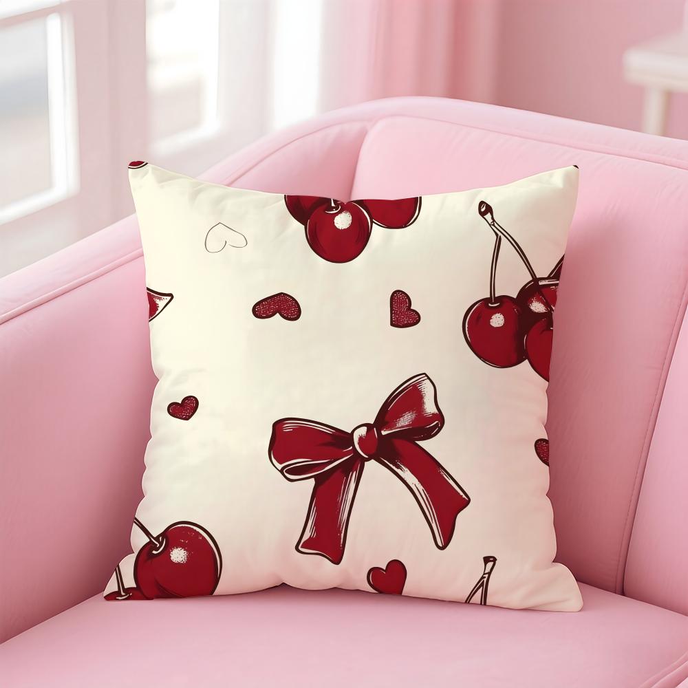 Elegant Cute Red and Pink Bowknot Cushion Cover Pillow Case Soft Friendly Fabric Concealed Zipper