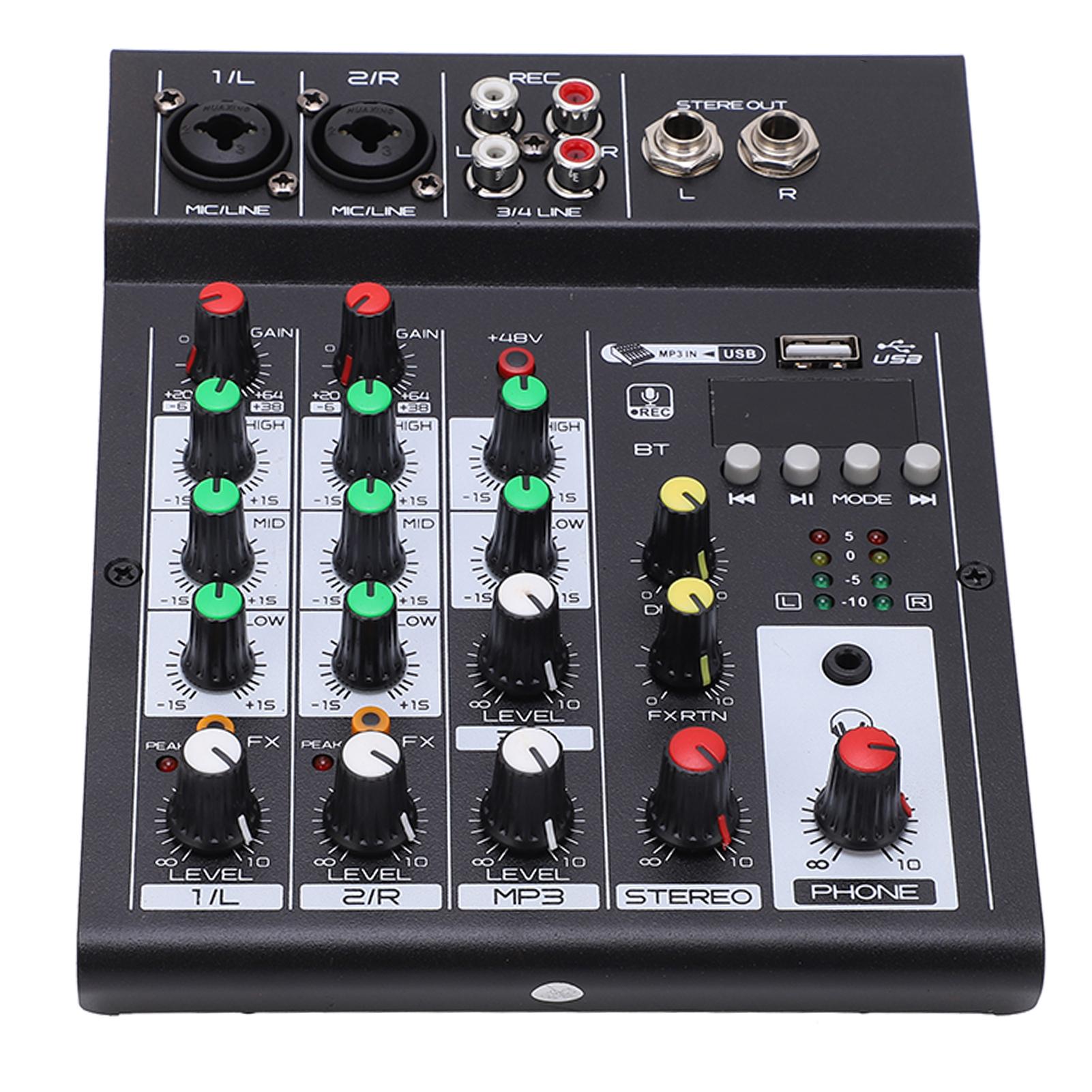 

Аудиомикшер 4-канальный Bluetooth USB с эффектом реверберации для домашней студии