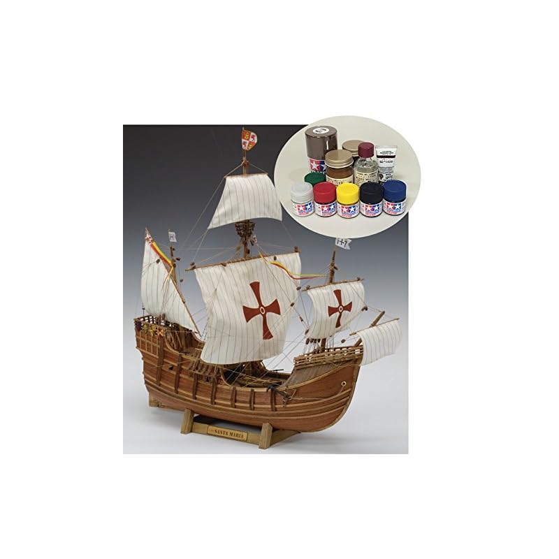 

Woody Joe/Wooden sailing ship model 1/50 Santa Maria + paint set
