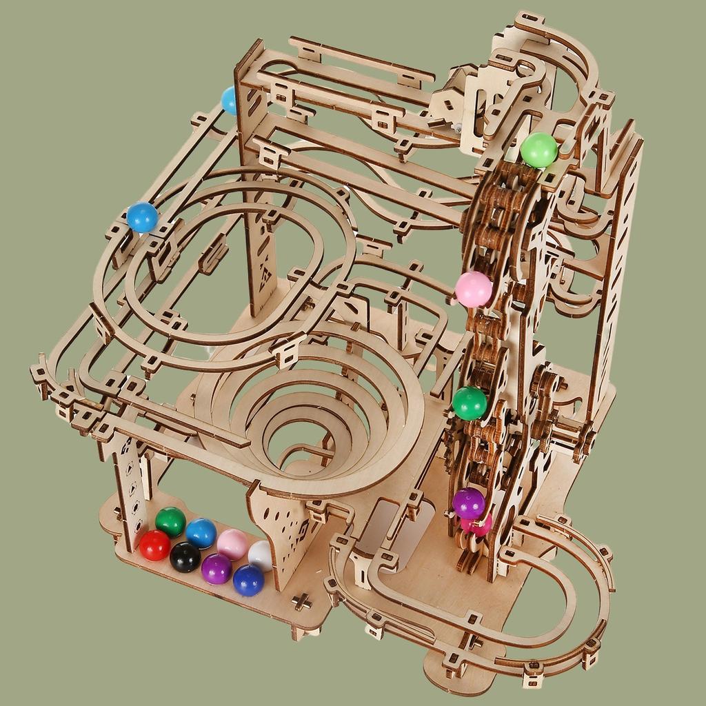 3D Wooden Puzzle] 3D Wooden Marble Run Model Kits Teaser Puzzle DIY Handmade Christmas Gift