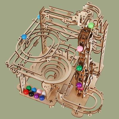3D Wooden Puzzle] 3D Wooden Marble Run Model Kits Teaser Puzzle DIY Handmade Christmas Gift