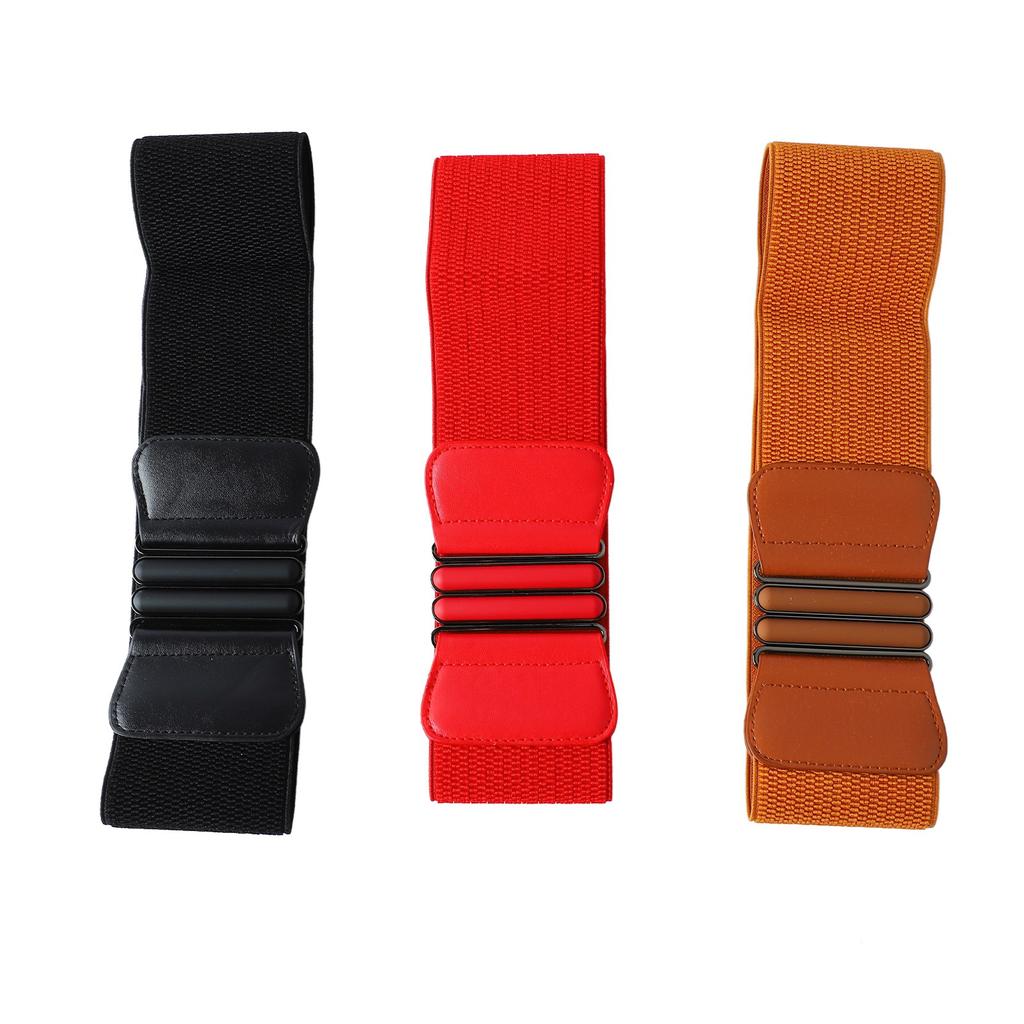 3pcs Women Stretch Belt Elastic Super Wide Stretch Waist Belt with Metal Buckle for Women Coat