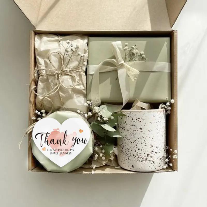 50 Stück 5 Stile Rosa Herzförmige Dankeskarten Geschenkbox Verpackung Box Siegel Partyzubehör