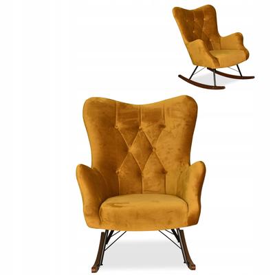 Luna Scandinavian Wing Chair, Rocking, On Runners,, Mustard Gold