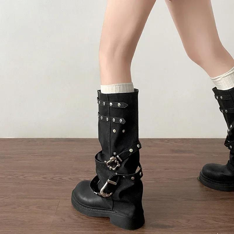 Fashion Designer Women Trouser Legs High Boots Fashion Punk Style Shoes Autumn Winter Thick Heel Ladies Knight Long Booties