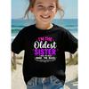 European sizes Cute And Playful Kids T Shirt With I M The Oldest Sister I Make The Rules Text Design In Pink And Black Colors Featuring Floral Accents