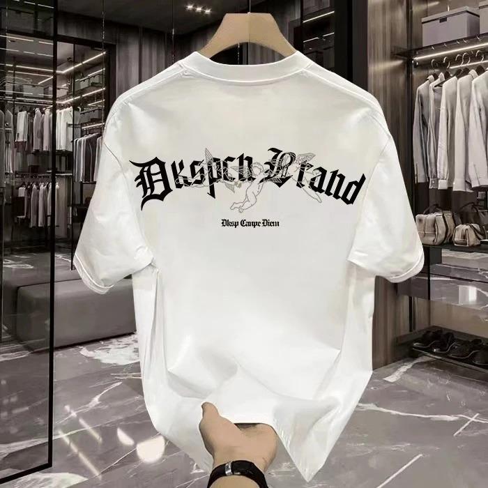 Heavyduty Doublelayer 100 Cotton Mens Printed Shortsleeved Tshirt S