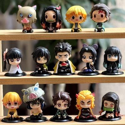 4-15pcs/set Demon Slayer Anime Figure Toy-Kimetsu No Yaiba Version Tanjiro Nidouzi Inosuke Zenizu Figurine Model Doll Gift Q PVD Kid Friendly