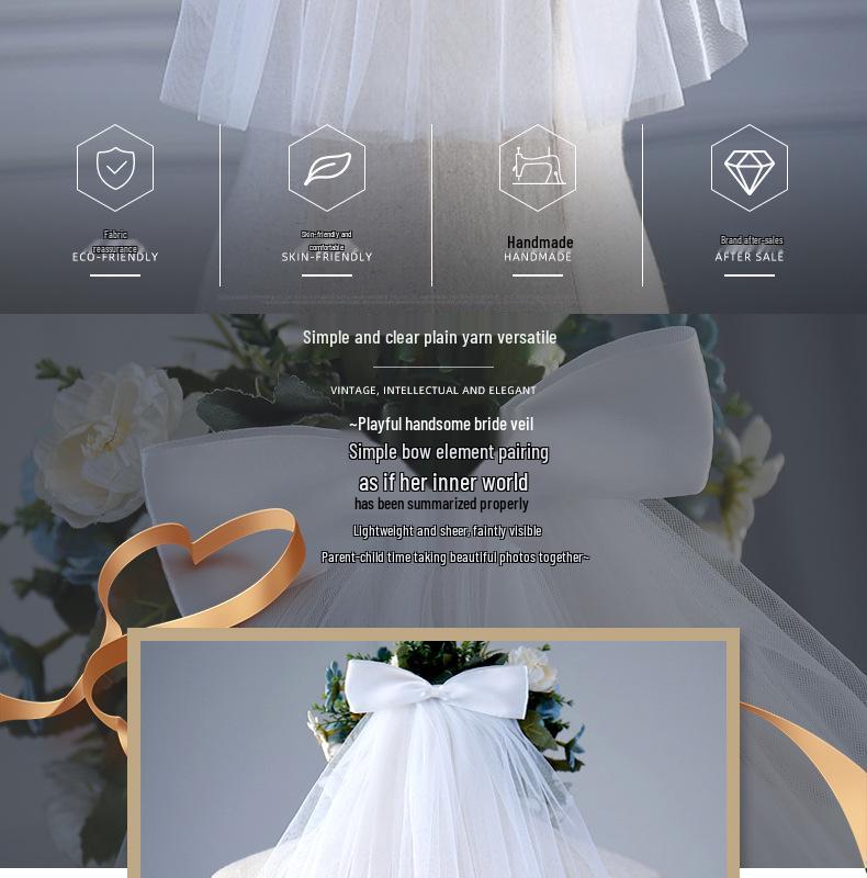 Children's Bridal Veil with Bow Headpiece - Princess Hair Accessory for Wedding Dress or Gown