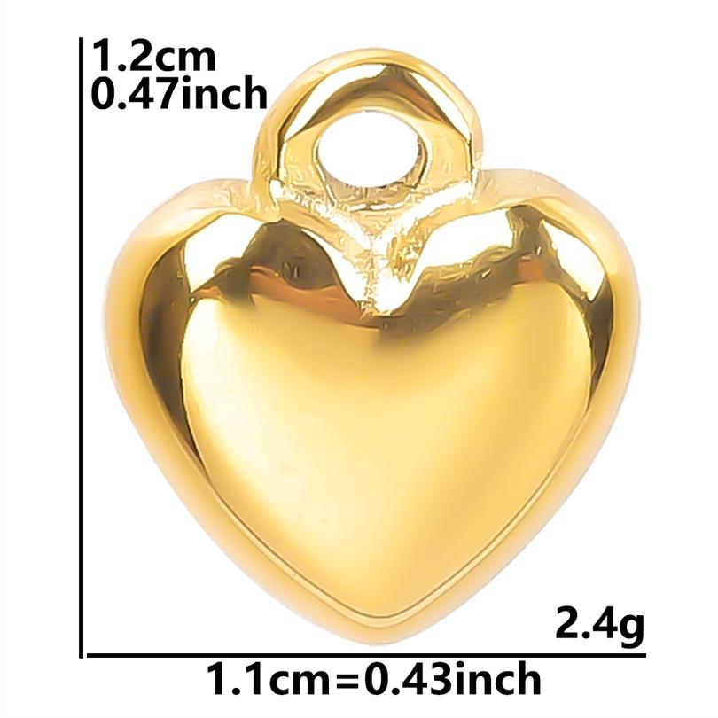 6pc Sweet Love Pendant Real Gold Plated Stainless Steel Heart Charms For Jewelry Making Supplies DIY Keychain Pendant Charm Bulk