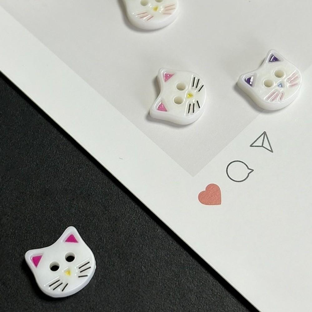 40pcs Cute Kitty Buttons 12mm Kitten Head Buttons Mini Calico Cat Buttons Clothes Accessories