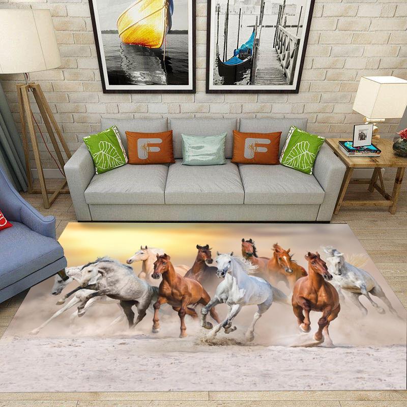 3D Horse Print Ara Rug Living Room Floor Mat Large Area Rug No Shedding Non-Slip Carpet for Bedroom Boys Girls Home Decor