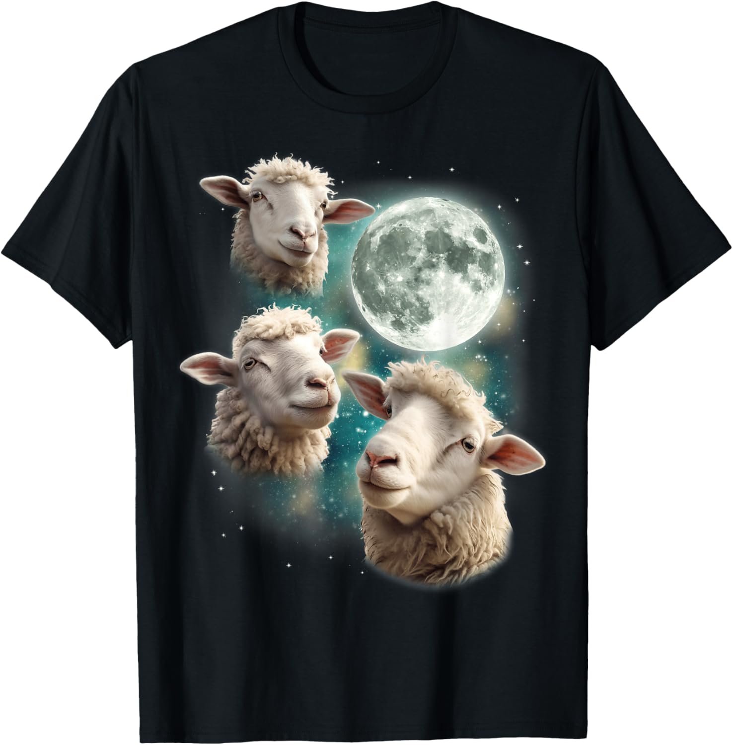 

Three Sheep Moon Funny Meme T-Shirt Soft Cotton Casual Crew Neck Graphic Tee For Men 4XL
