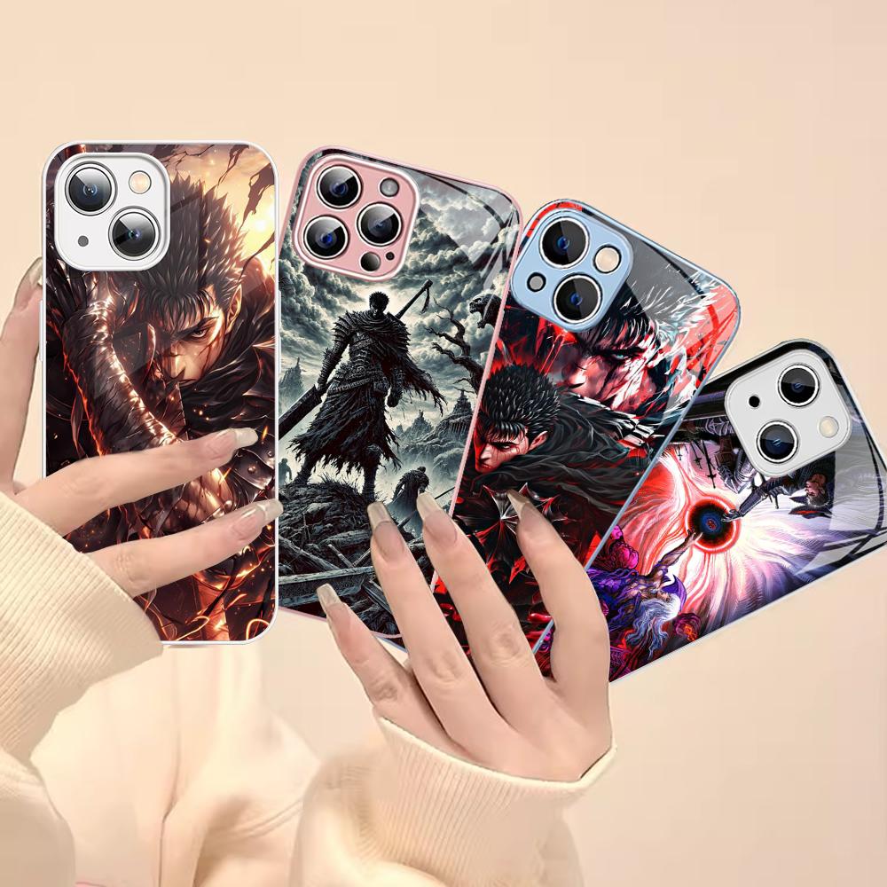 Anime Berserk Phone Case For IPhone 14 13 12 Mini 11 Pro XS Max X XR 14 Plus Tempered Glass Cover