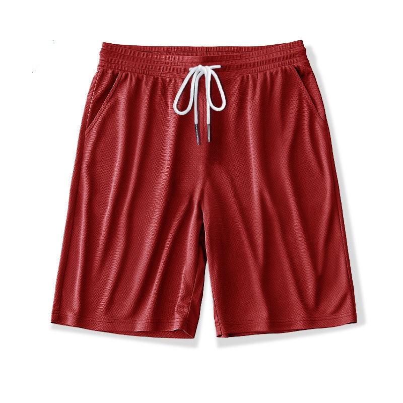 Men s Comfortable Breathable Elastic Sports Shorts - Versatile, Thin, Casual Five-Point Beach Shorts 5XL красный