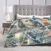 Giant Money Background 100 Dollar Bills Manga  Blanket Soft Warm Flannel Throw Blanket Bedding for Bed Picnic Travel Home Couch