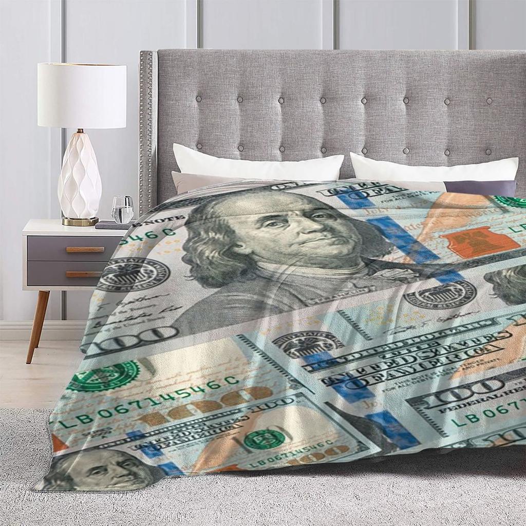 Giant Money Background 100 Dollar Bills Manga Blanket Soft Warm Flannel Throw Blanket Bedding for Bed Picnic Travel Home Couch