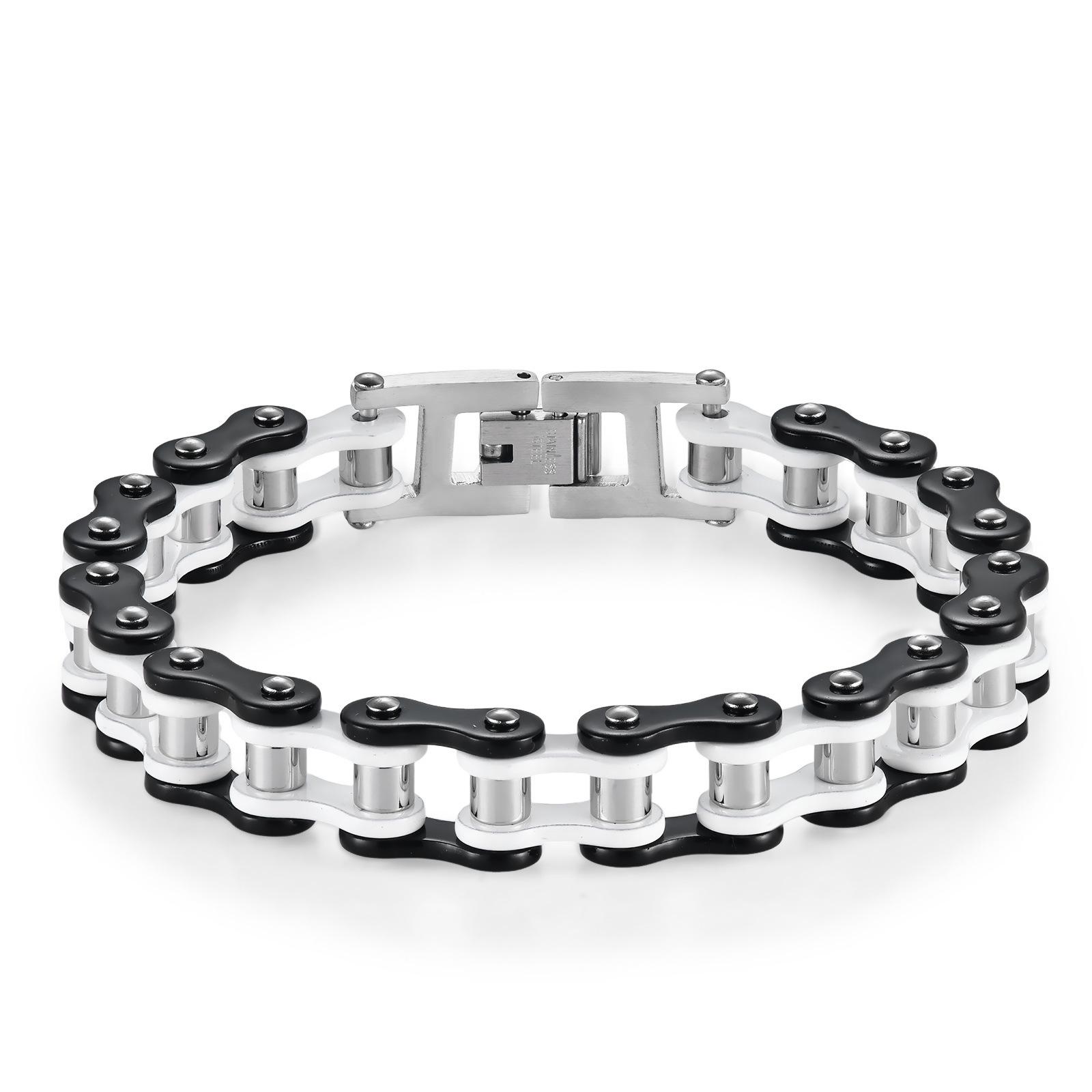 Europäisch-amerikanischer Stil Fahrradkettenarmband: Kreativer Rock Hip Hop Schmuck für Männer & Frauen aus Edelstahl gray