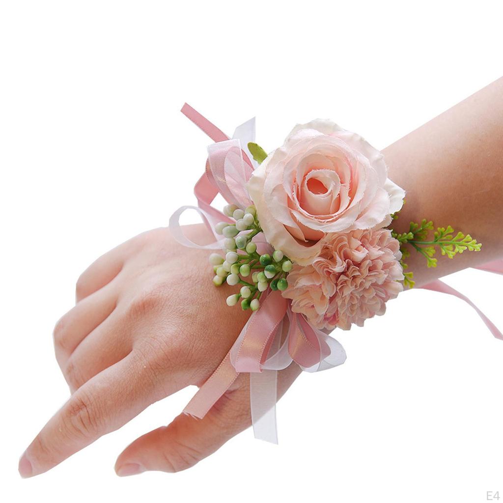 Wedding Wrist Corsage Boutonniere Artificial Flower for Groom Party Decor