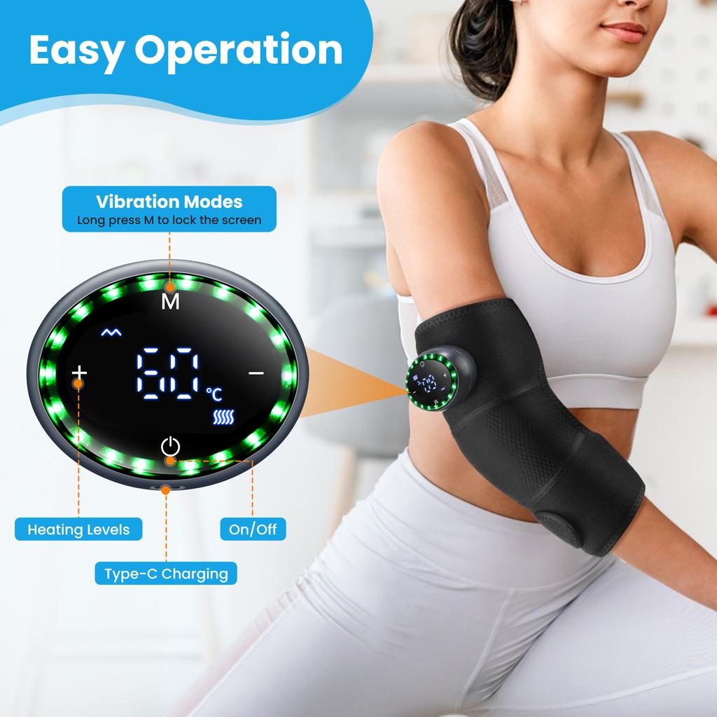 3 in 1 Electric Heating and Vibration Knee Elbow Shoulder Wrap, Mugwort Hot Compress Knee Heated Pads Leg Massager