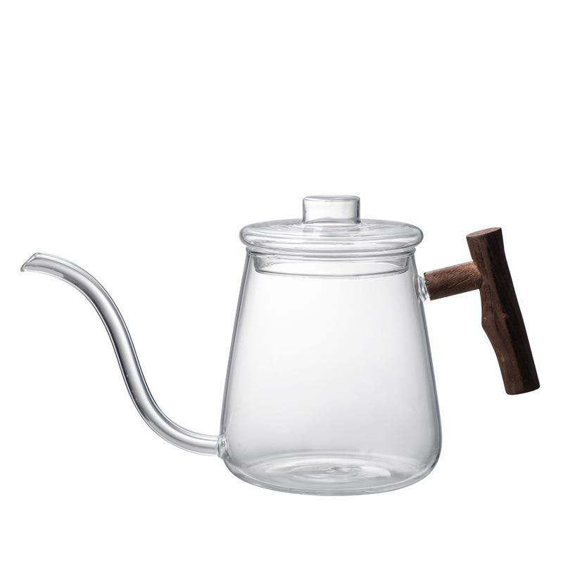 Kaffekanna för handbryggning med lång pip, hängande öron, tunn pip, värmetåligt glas, tekanna, multifunktionella kaffeglasvaror