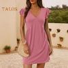 Dámské letní šaty bez rukávů s lotosovým rukávem minišaty s hlubokým výstřihem do V Ležérní letní letní šaty na pláž