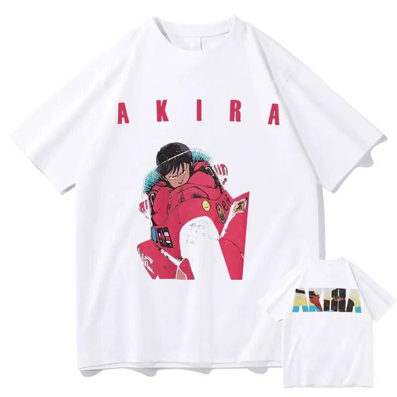 Japanese 90s Action Sci-fi Anime Akira Double Sided Print T-shirt Summer Unisex Women Fashion Oversize Hip Hop Tshirt Streetwear