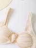 Solid Wide Strap Ruched Fabric Sexy Two Piece Bikini Set Comfortable Elegant Swimwear