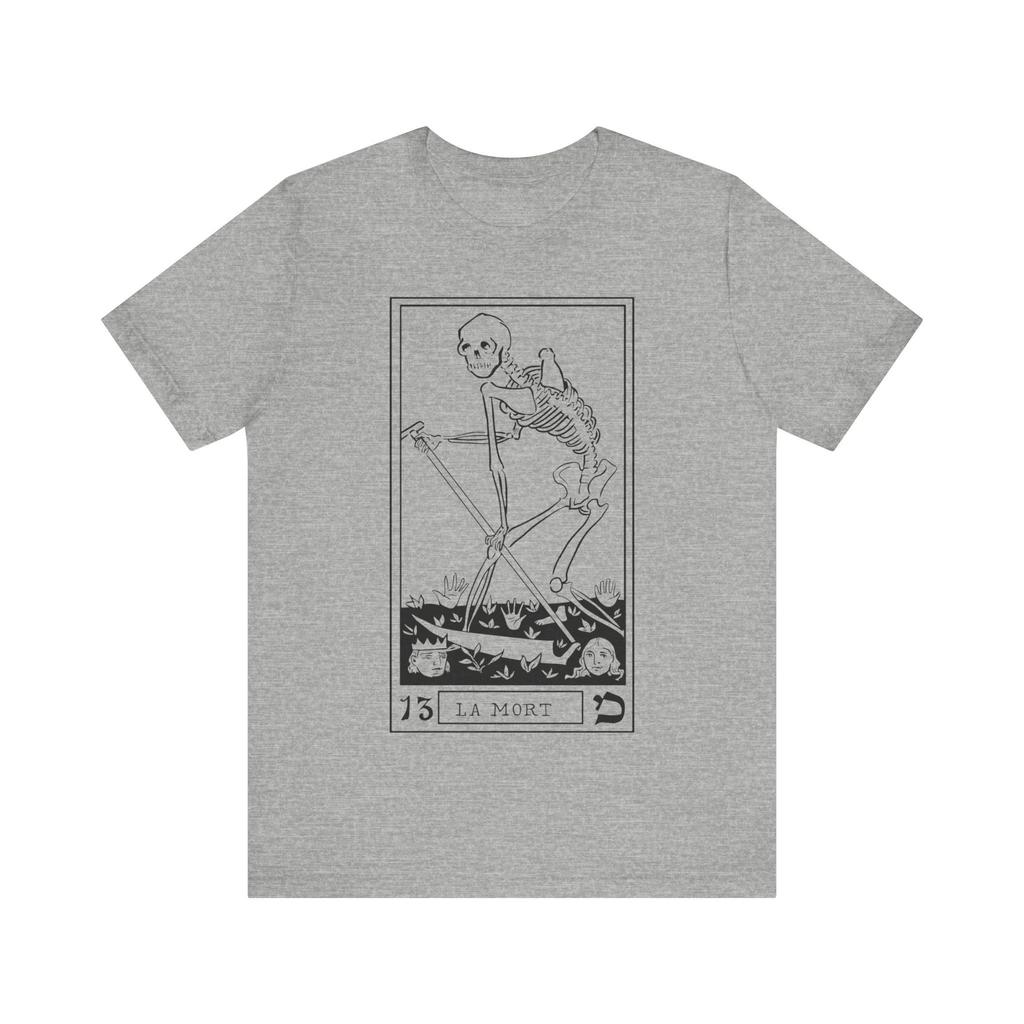 La Mort Danse Macabre Shirt Dance of Death Tee Tarot Tee Skeleton Tee Vintage Horror Gothic Neutral Short-sleeved T-shirt