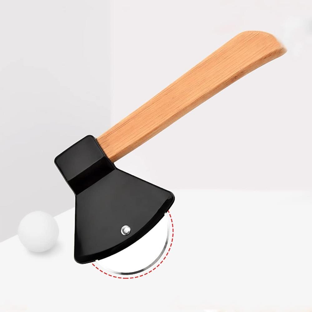 Pizzaschneider Edelstahl Pizzaschneider mit Bambusgriff und scharfer rotierender Klinge Rollschneider für Kuchen, Kekse, Brot, Kuchen