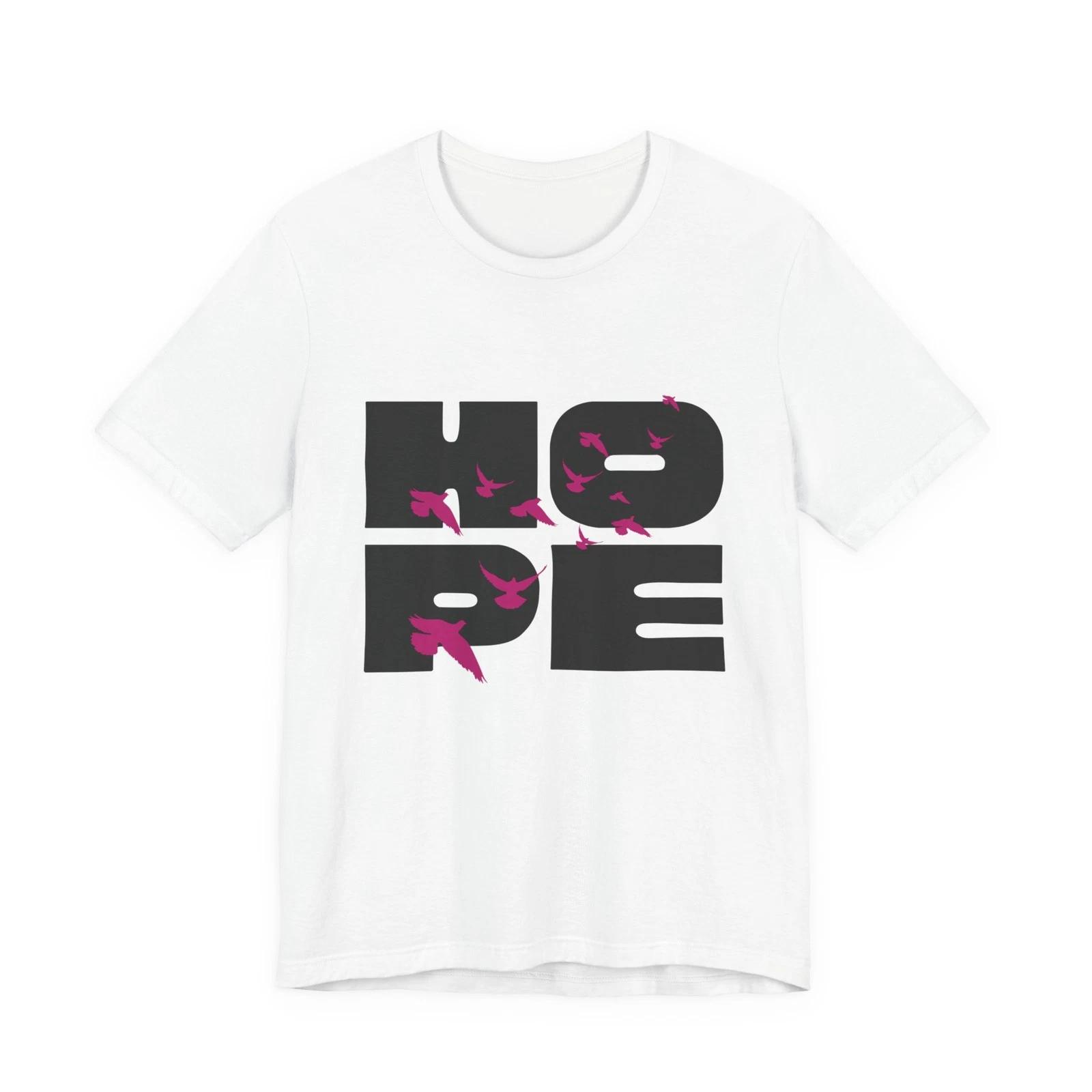 Hope typography shirt | 100% Cotton T-shirt Mens Tees Top with bold block letters & pink bird accents 3XL