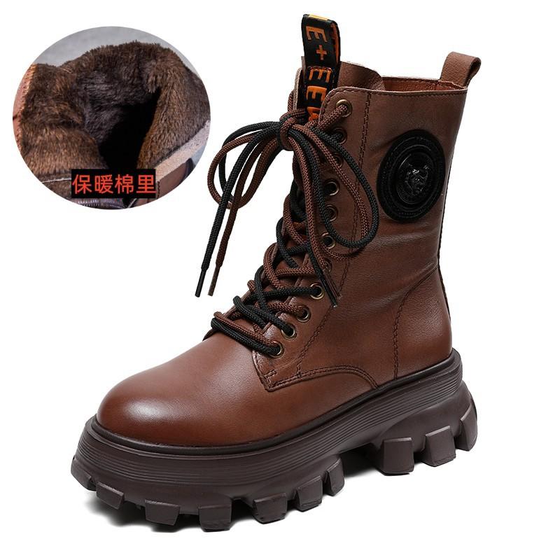 

Женская обувь осень-зима 2025, ботинки Мартин на платформе, женские повседневные модные ботинки, длинные ботинки, женские ковбойские рыцарские ботинки 40