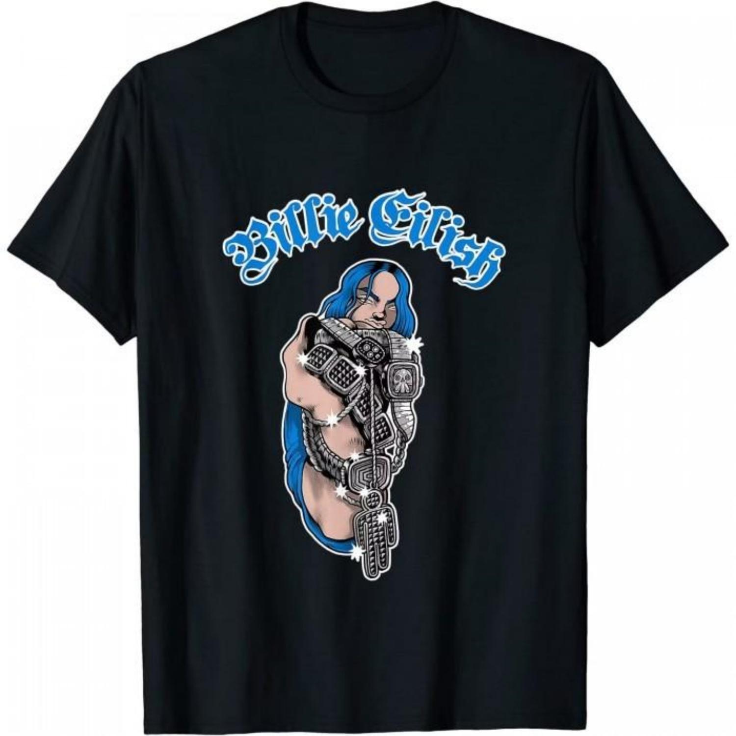 

Billie Eilish Unisex Adult Bling Glitter T-Shirt S чёрный