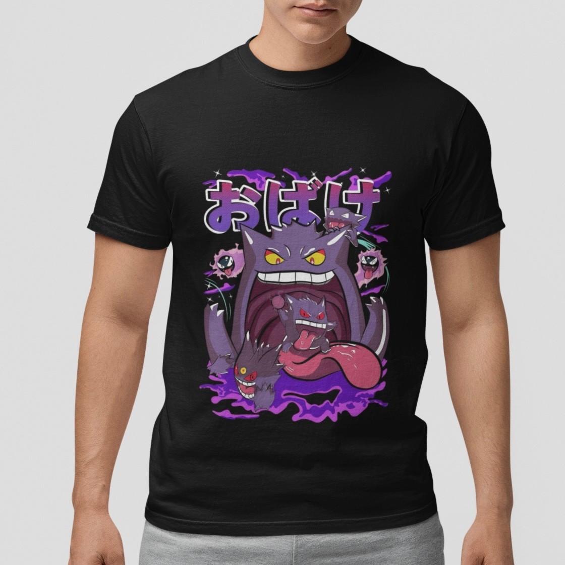 Gengar Ghost Type Anime T-Shirt Purple Monster Graphic Tee Unisex Streetwear Top XXXL