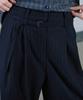 AHWE Belted Striped Double-Pleat Wide Slacks_Navy