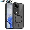 KEYSION Magnetic Phone Case for VIVO V40 Pro 5G Silicone+PC Matte Translucent Clear Shockproof Cover for VIVO V40 5G V40 Pro 5G