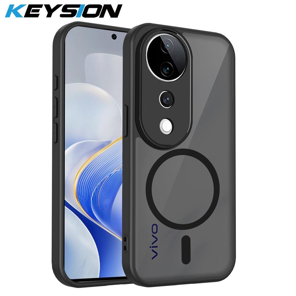 

KEYSION Magnetic Phone Case for VIVO V40 Pro 5G Silicone+PC Matte Translucent Clear Shockproof Cover for VIVO V40 5G V40 Pro 5G for VIVO V40 Pro 5G