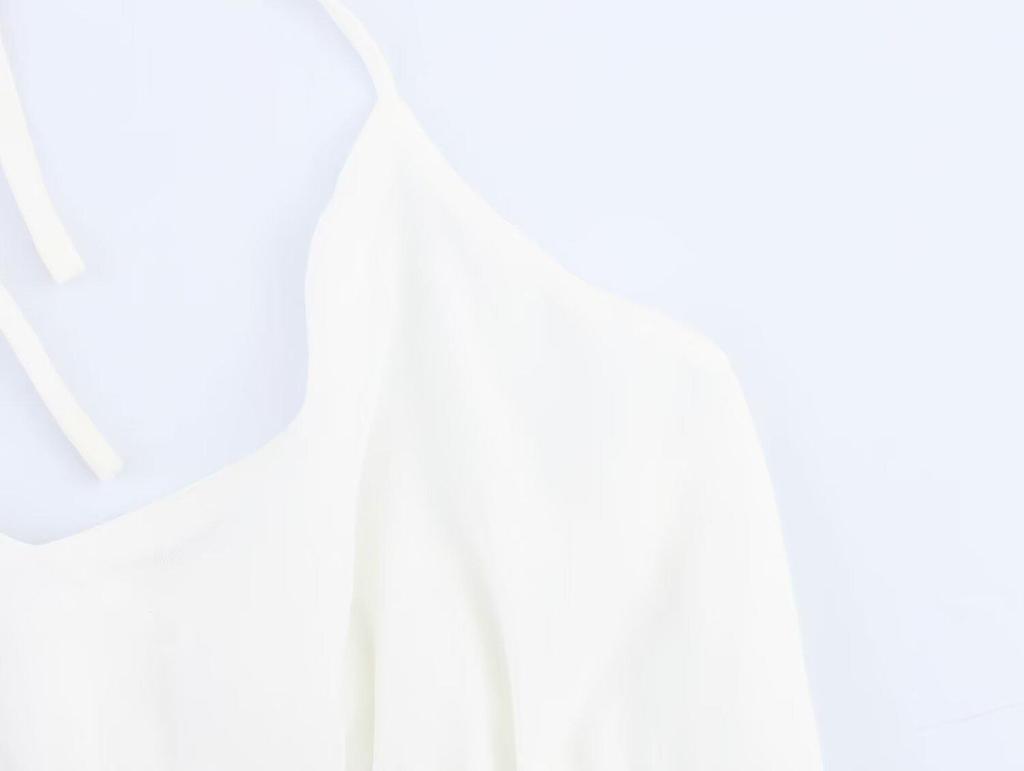 2025 Summer Women's European & American Lace-up Halter Backless Ruffle Long Dress