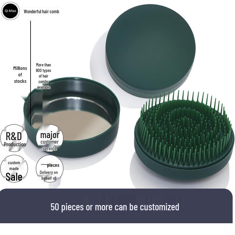 

Cute Portable Mirror Comb for Kids - Mini Air Cushion, Wet/Dry Use каштановий